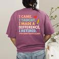 I Came I Taught I Made a Difference Proud Retired Teacher Women's Comfort Colors T-Shirt Back Print Berry I Came I Taught I Made a Difference Proud Retired Teacher Women's Comfort Colors T-Shirt Back Print Berry