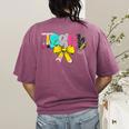 Teach Coquette Bow Teacher Back To School Happy First Day Women's Comfort Colors T-Shirt Back Print Berry Teach Coquette Bow Teacher Back To School Happy First Day Women's Comfort Colors T-Shirt Back Print Berry