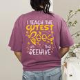 I Teach The Cutest Bees In The Beehive Teacher Women's Comfort Colors T-Shirt Back Print Berry