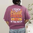I Teach The Cutest Pumpkins Tshirt Halloween Teacher Women's Comfort Colors T-Shirt Back Print Berry I Teach The Cutest Pumpkins Tshirt Halloween Teacher Women's Comfort Colors T-Shirt Back Print Berry