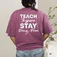 Teach Inspire Stay Drug-Free Red Ribbon Week Teacher Kids Women's Comfort Colors T-Shirt Back Print Berry