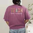 Teach Love Inspire Leopard Back To School Cute Teacher Men Women Girls Kids Women's Comfort Colors T-Shirt Back Print Berry