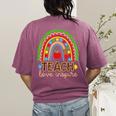 Teach Love Inspire Rainbow Leopard Cheetah Print Teacher Women's Comfort Colors T-Shirt Back Print Berry