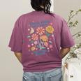 Teach Them Love Them Watch Them Grow Retro Teacher Floral Women's Comfort Colors T-Shirt Back Print Berry