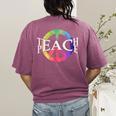Teach Peace For Teachers And Educators Counselor Women's Comfort Colors T-Shirt Back Print Berry Teach Peace For Teachers And Educators Counselor Women's Comfort Colors T-Shirt Back Print Berry