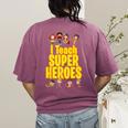 I Teach Super Heroes Comic Book Hero Teacher School Women's Comfort Colors T-Shirt Back Print Berry
