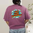 I Teach Superheroes Retro Comic Super Teacher Graphic Women's Comfort Colors T-Shirt Back Print Berry I Teach Superheroes Retro Comic Super Teacher Graphic Women's Comfort Colors T-Shirt Back Print Berry