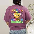 Teacher Back To School Color In Kindness Crayon Pencil Women's Comfort Colors T-Shirt Back Print Berry