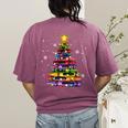Teacher Crayon Christmas Tree Lights Student School Xmas Women's Comfort Colors T-Shirt Back Print Berry