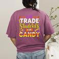 Teacher Cute Will Trade Students For Candy Halloween Costume Women's Comfort Colors T-Shirt Back Print Berry