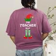 The Teacher Elf Family Matching Group Idea Christmas Women's Comfort Colors T-Shirt Back Print Berry