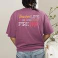 Teacher And Firefighter Wife Shirt Teacher Life Fire Wife Women's Comfort Colors T-Shirt Back Print Berry
