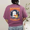 Teacher Halloween Ghost Reading Book Animal Boooks Are Women's Comfort Colors T-Shirt Back Print Berry Teacher Halloween Ghost Reading Book Animal Boooks Are Women's Comfort Colors T-Shirt Back Print Berry
