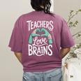Teacher Halloween Shirt Women Men Teachers Love Brains Women's Comfort Colors T-Shirt Back Print Berry Teacher Halloween Shirt Women Men Teachers Love Brains Women's Comfort Colors T-Shirt Back Print Berry