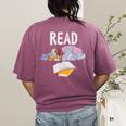 Teacher Library Read Book Club Piggie Elephant Pigeons Men Women Kids Women's Comfort Colors T-Shirt Back Print Berry