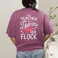 This Teacher Loves Her Flock Flamingo Teacher Class Women's Comfort Colors T-Shirt Back Print Berry This Teacher Loves Her Flock Flamingo Teacher Class Women's Comfort Colors T-Shirt Back Print Berry