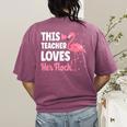 This Teacher Loves Her Flock Teaching Flamingo Girl Women's Comfort Colors T-Shirt Back Print Berry This Teacher Loves Her Flock Teaching Flamingo Girl Women's Comfort Colors T-Shirt Back Print Berry