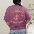 Teacher Who Runs Half Marathon Runner Running Lover Graphic Women's Comfort Colors T-Shirt Back Print Berry Teacher Who Runs Half Marathon Runner Running Lover Graphic Women's Comfort Colors T-Shirt Back Print Berry