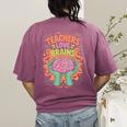 Teacher Teachers Love Brains Halloween Men Women Women's Comfort Colors T-Shirt Back Print Berry