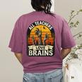 Teacher All Teachers Love Brains Halloween Women's Comfort Colors T-Shirt Back Print Berry Teacher All Teachers Love Brains Halloween Women's Comfort Colors T-Shirt Back Print Berry