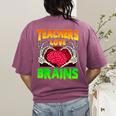 Teacher Teachers Love Brains Skeleton Hand Heart Halloween Women's Comfort Colors T-Shirt Back Print Berry Teacher Teachers Love Brains Skeleton Hand Heart Halloween Women's Comfort Colors T-Shirt Back Print Berry