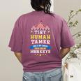 Teacher Tiny Human Tamer This My Circus These Are My Monkeys Women's Comfort Colors T-Shirt Back Print Berry
