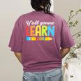 Teacher Y'All Gonna Learn Today First Day Of School Women's Comfort Colors T-Shirt Back Print Berry Teacher Y'All Gonna Learn Today First Day Of School Women's Comfort Colors T-Shirt Back Print Berry