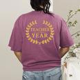 Teacher Of The Year Greatest Ever Award Day Women's Comfort Colors T-Shirt Back Print Berry