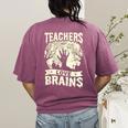 Teachers Love Brains Halloween Costume Boo Trick Teach Women's Comfort Colors T-Shirt Back Print Berry