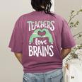 Teachers Love Brains Halloween Costume Trick Treat Zombie Women's Comfort Colors T-Shirt Back Print Berry