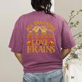 All Teachers Love Brains School Halloween Costume Women's Comfort Colors T-Shirt Back Print Berry