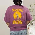 Teachers Love Brains Shirt Men Women Halloween Teacher Women's Comfort Colors T-Shirt Back Print Berry