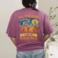 All Teachers Love Brains Shirt Teacher Halloween Tee Women's Comfort Colors T-Shirt Back Print Berry