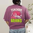 Teachers Love Brains Skeleton Halloween Teacher Funny Women's Comfort Colors T-Shirt Back Print Berry