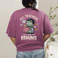 Teachers Love Brains Tee-Shirt Men Women Halloween Teacher Women's Comfort Colors T-Shirt Back Print Berry