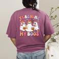 Teaching My Boos Cute Spooky Ghost Teacher Halloween Women Women's Comfort Colors T-Shirt Back Print Berry