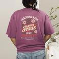 Teaching Kids About Jesus Is My Ministry Christian Teacher Women's Comfort Colors T-Shirt Back Print Berry Teaching Kids About Jesus Is My Ministry Christian Teacher Women's Comfort Colors T-Shirt Back Print Berry