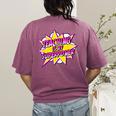 Teaching Is My Superpower Retro Comic Super Teacher Women's Comfort Colors T-Shirt Back Print Berry