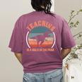 Teaching Is A Walk In The Park Teacher T-Rex Retro Women's Comfort Colors T-Shirt Back Print Berry