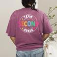 Team Second Grade Teacher Back To School 2nd Grade Squad Women's Comfort Colors T-Shirt Back Print Berry