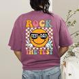 Test Day Rock The Test Teacher Testing Day You Got This Women's Comfort Colors T-Shirt Back Print Berry