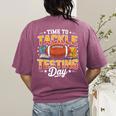 Test Day State Football Tackle Testing Day Sports Teacher Women's Comfort Colors T-Shirt Back Print Berry