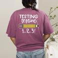 Testing Testing 123 Cute Test Day School Teacher Exam For Men Women Girls Kids Women's Comfort Colors T-Shirt Back Print Berry