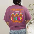 Thankful For My 3rd Grade Turkeys Thanksgiving Teacher Kids Women's Comfort Colors T-Shirt Back Print Berry Thankful For My 3rd Grade Turkeys Thanksgiving Teacher Kids Women's Comfort Colors T-Shirt Back Print Berry