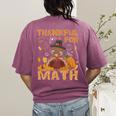 Thankful Math Turkey Teacher Happy Thanksgiving Women's Comfort Colors T-Shirt Back Print Berry