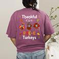 Thankful For My Prek Turkeys In Masks Thanksgiving Teacher For Men Women Women's Comfort Colors T-Shirt Back Print Berry