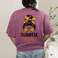Thanksgiving Shirt Teacher Women Messy Bun Thankful Teacher Women's Comfort Colors T-Shirt Back Print Berry Thanksgiving Shirt Teacher Women Messy Bun Thankful Teacher Women's Comfort Colors T-Shirt Back Print Berry