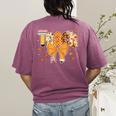 Thanksgiving Teacher Pencil Bow One Thankful Teacher Fall Women's Comfort Colors T-Shirt Back Print Berry