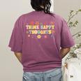 Think Happy Thoughts Teens Spring Positive Message Teachers For Men Women Girls Kids Women's Comfort Colors T-Shirt Back Print Berry