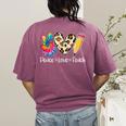Tie Dye Hippie Peace Love Teach Teacher Appreciation Women's Comfort Colors T-Shirt Back Print Berry Tie Dye Hippie Peace Love Teach Teacher Appreciation Women's Comfort Colors T-Shirt Back Print Berry